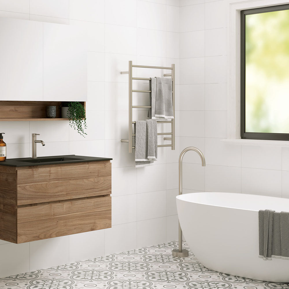 Fienza Isabella Heated Towel Rail, 600 x 800mm, Brushed Nickel