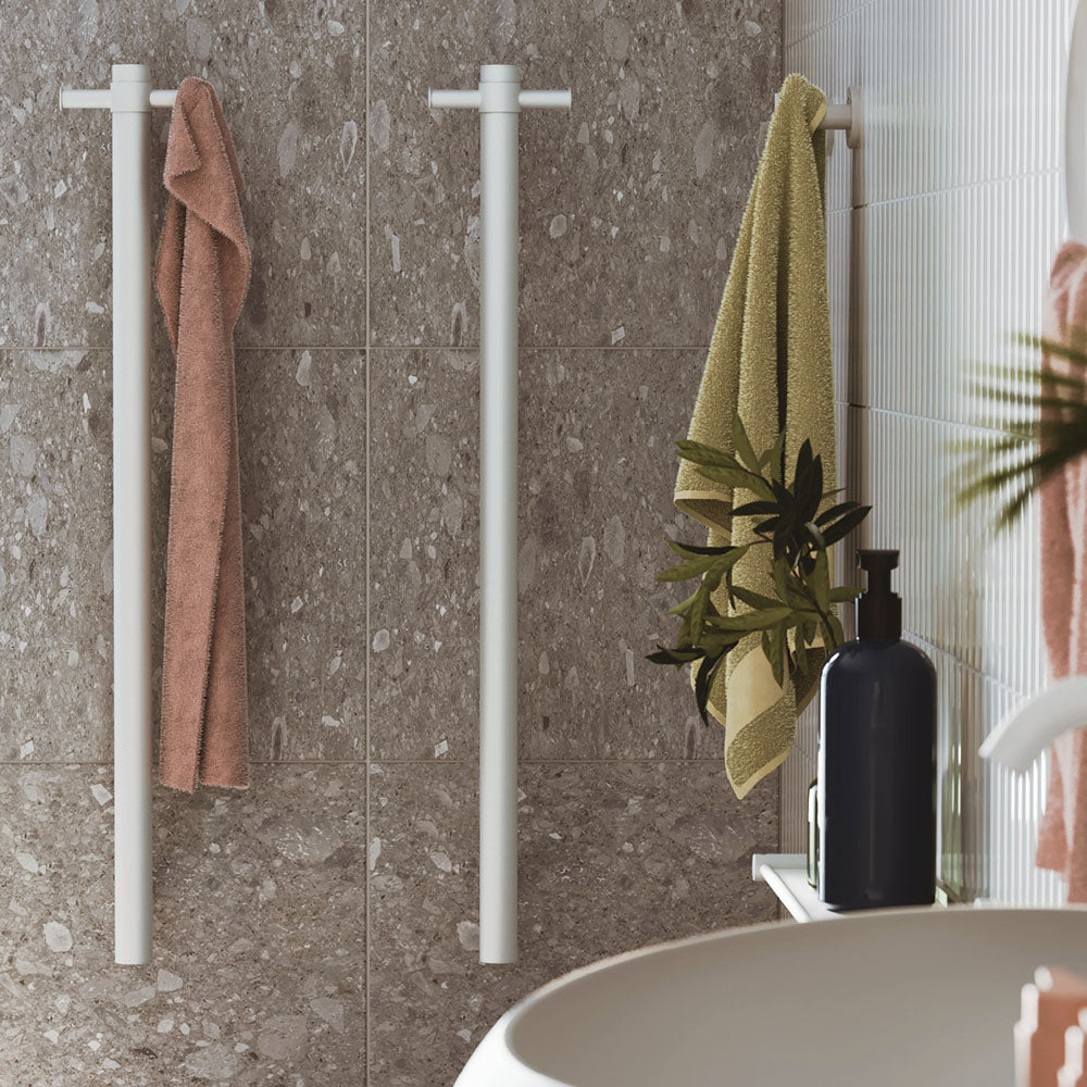 Fienza Isabella Vertical Heated Towel Rail, 100 x 900mm, Matte White