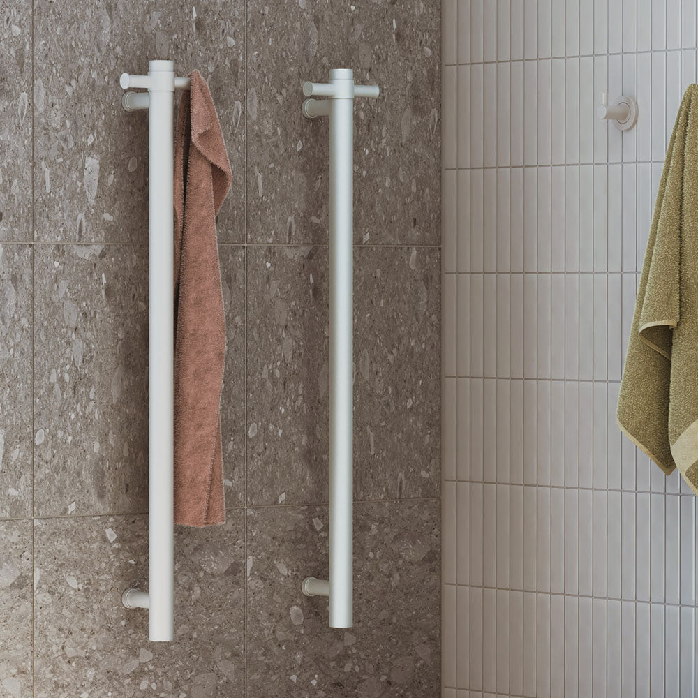 Fienza Isabella Vertical Heated Towel Rail, 100 x 900mm, Matte White