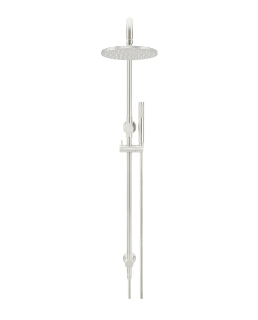 Meir Round Combination Shower Rail 200mm Rose, Single Function Hand Shower, Brushed Nickel