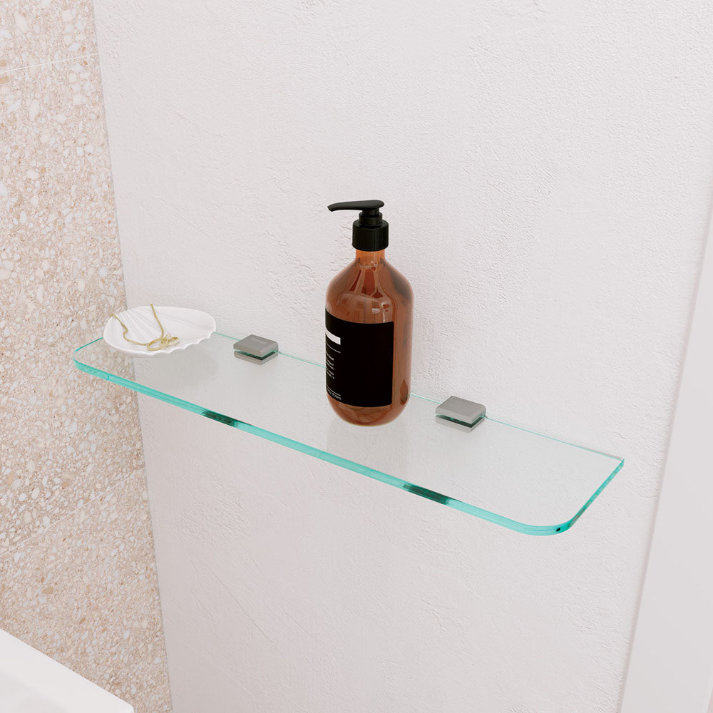 Fienza Tono Glass Shelf 500mm, Brushed Nickel