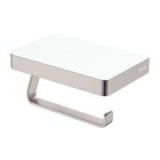 Fienza Tono Toilet Roll Holder with Glass Shelf Sus305/White, Brushed Nickel