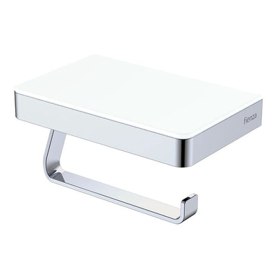 Fienza Tono Toilet Roll Holder with Glass Shelf, Chrome/White