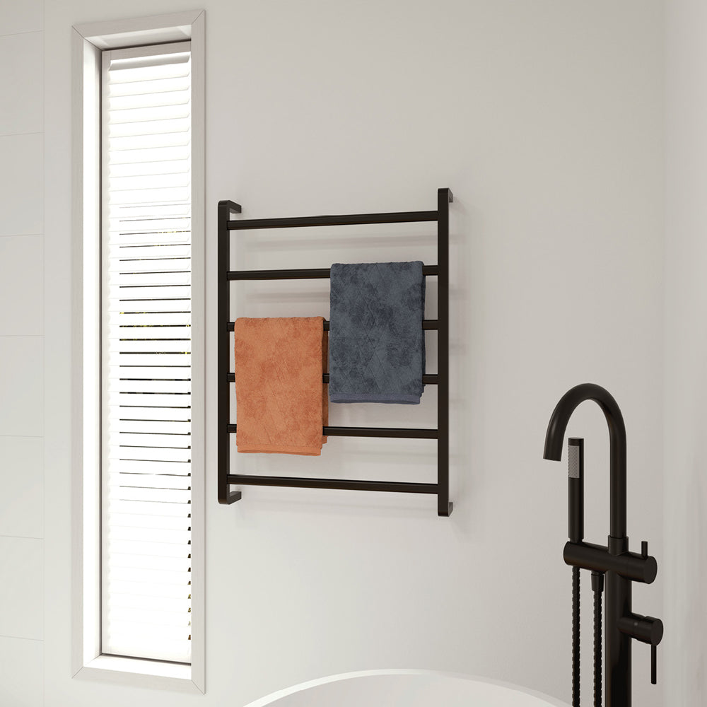 Fienza Tono Heated Towel Rail, 600 x 800mm, Matte Black