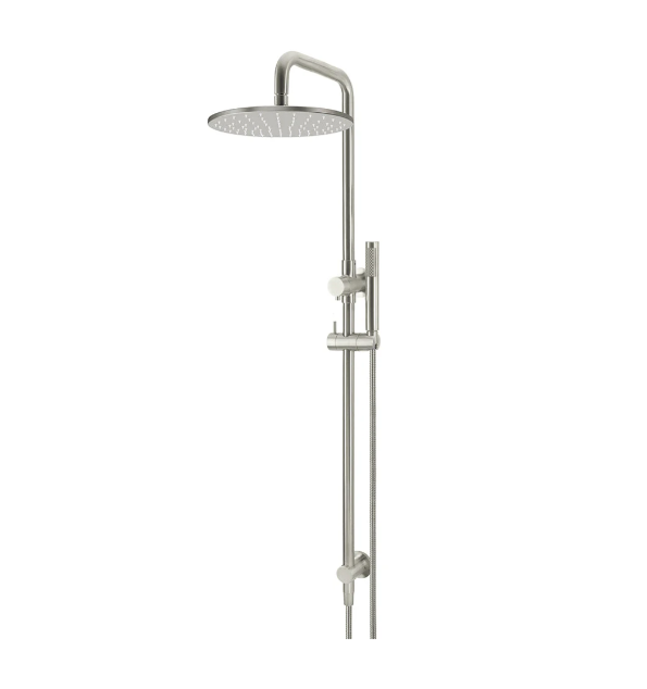 Meir Round Combination Shower Rail, 300mm Rose, Single Function Hand Shower, Brushed Nickel