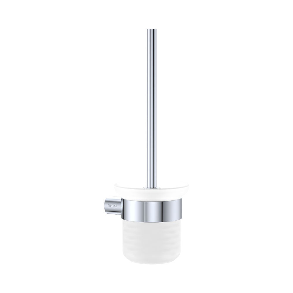 Fienza Empire Slim Toilet Brush and Glass Holder, Chrome
