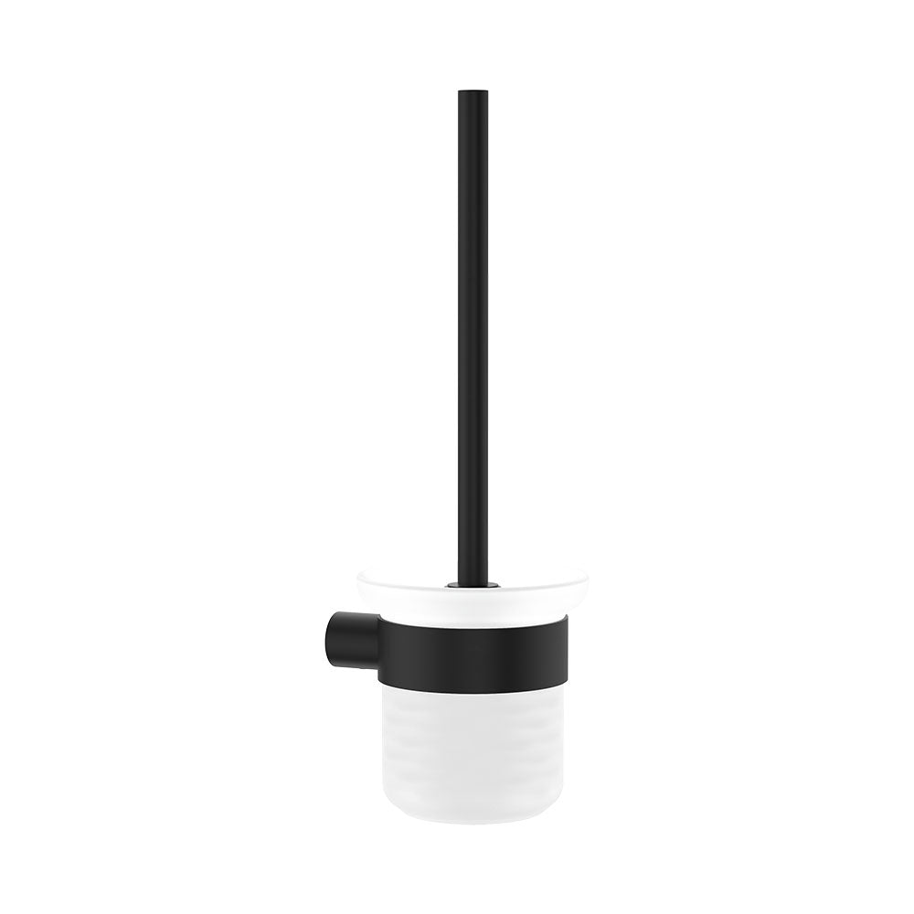 Fienza Empire Slim Toilet Brush and Glass Holder, Matte Black
