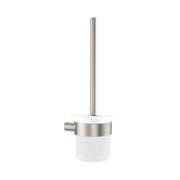 Fienza Empire Slim Toilet Brush and Glass Holder, Brushed Nickel