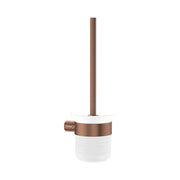 Fienza Empire Slim Toilet Brush and Glass Holder, Brushed Copper