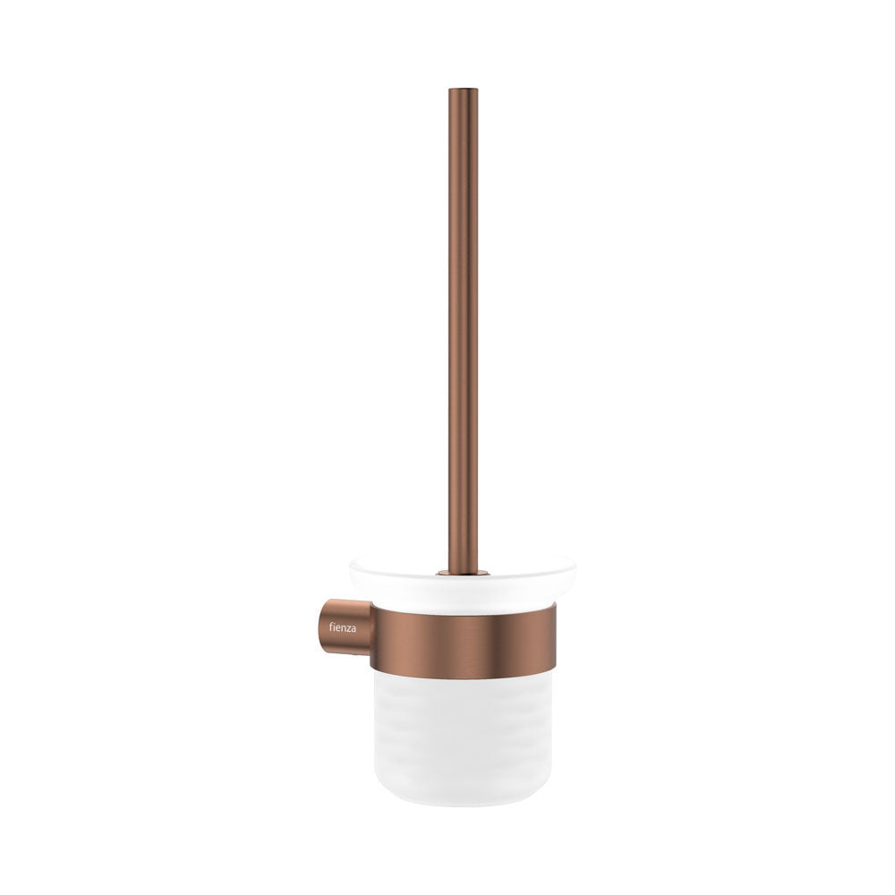 Fienza Empire Slim Toilet Brush and Glass Holder, Brushed Copper