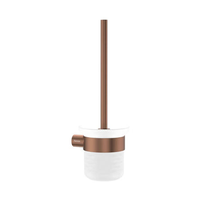 Fienza Empire Slim Toilet Brush and Glass Holder, Brushed Copper