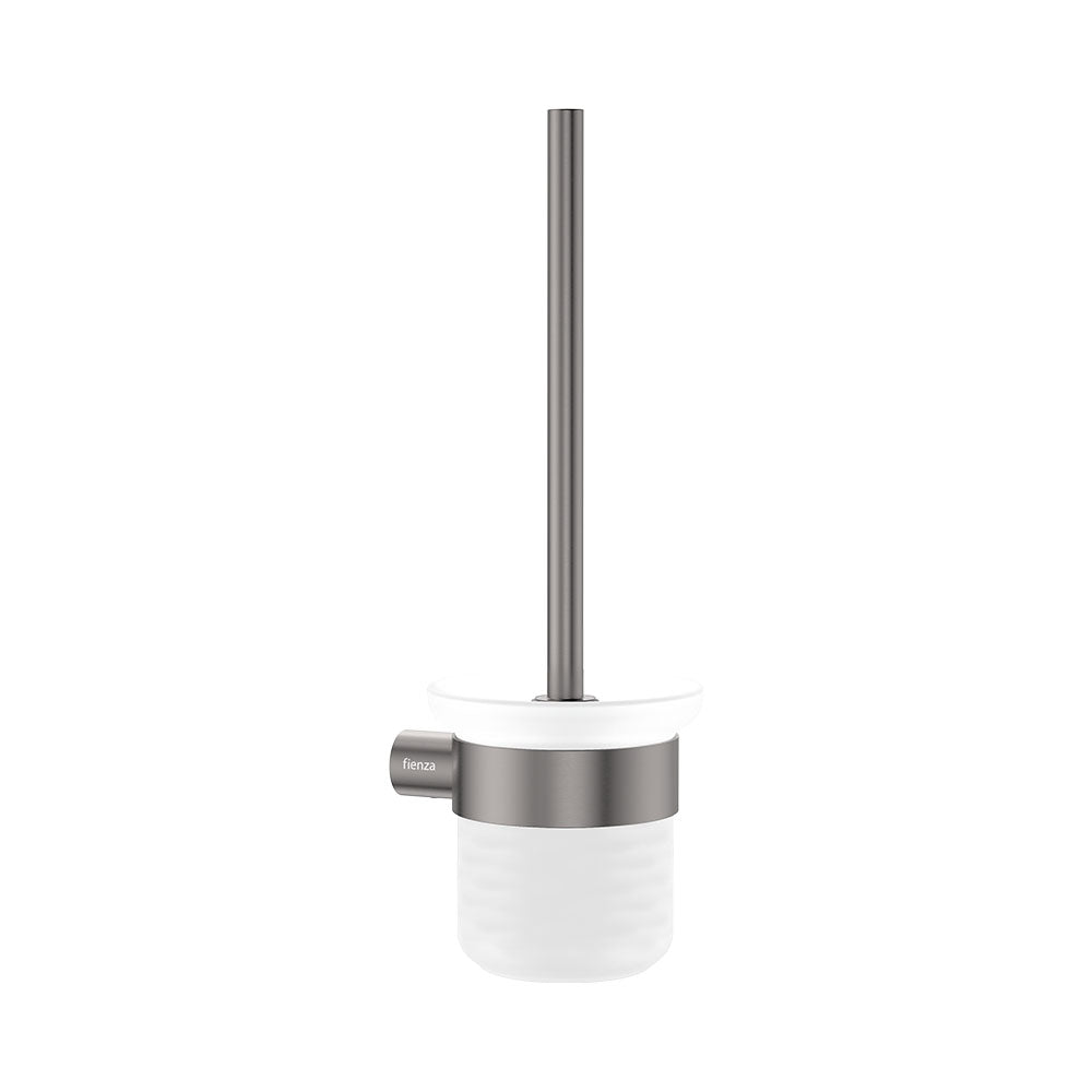 Fienza Empire Slim Toilet Brush and Glass Holder, Gun Metal