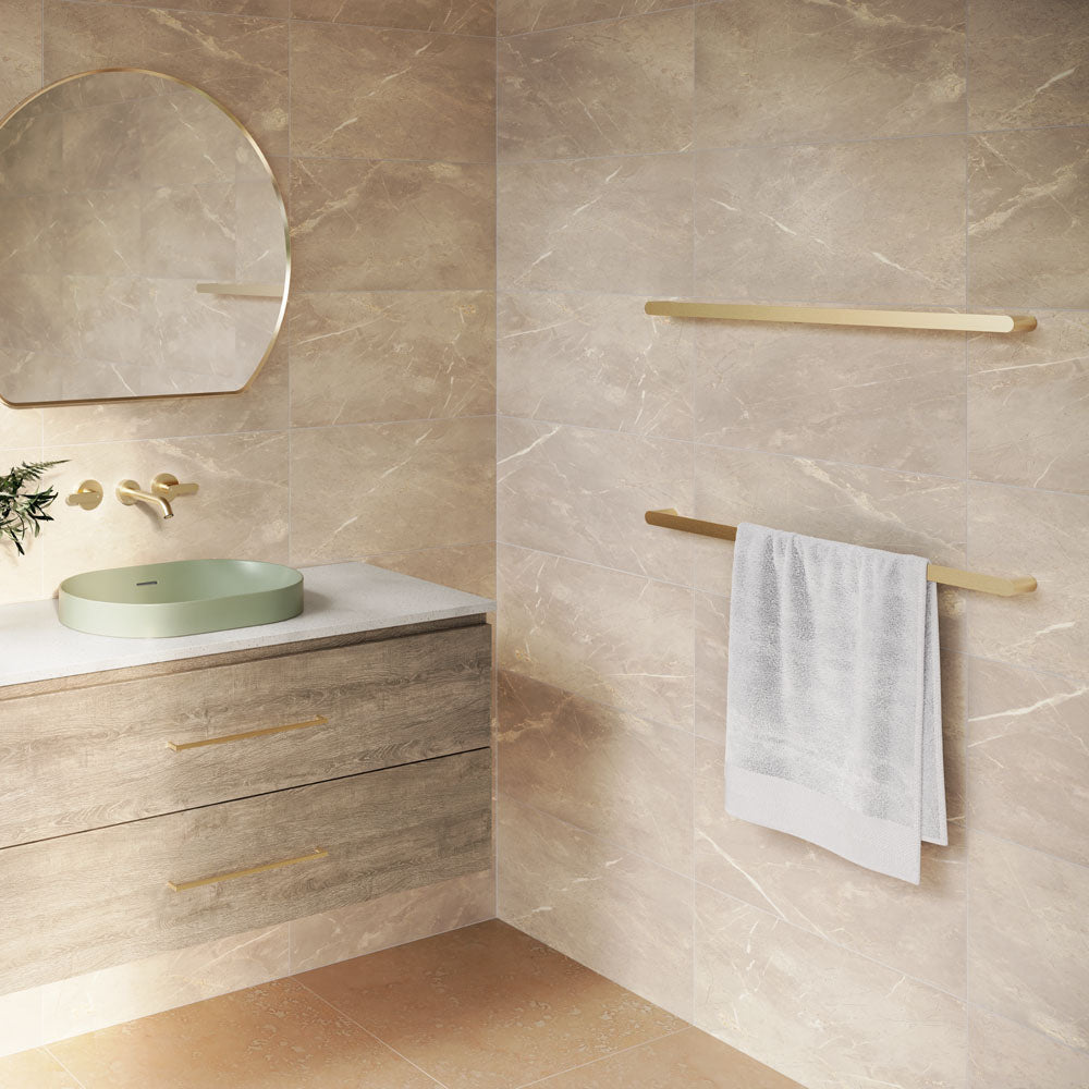Fienza Empire Slim Single Towel Rail 800mm, Urban Brass