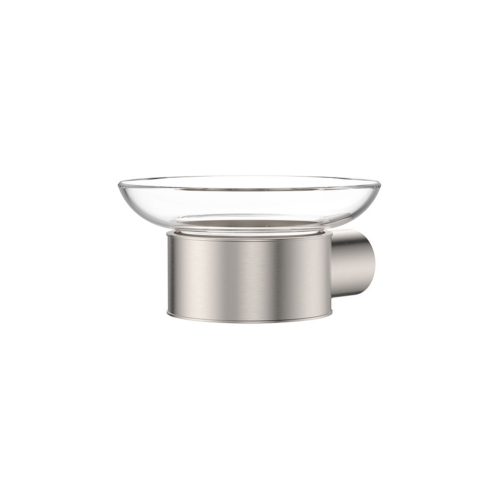 Fienza Empire Slim Soap Holder Glass Dish, Brushed Nickel