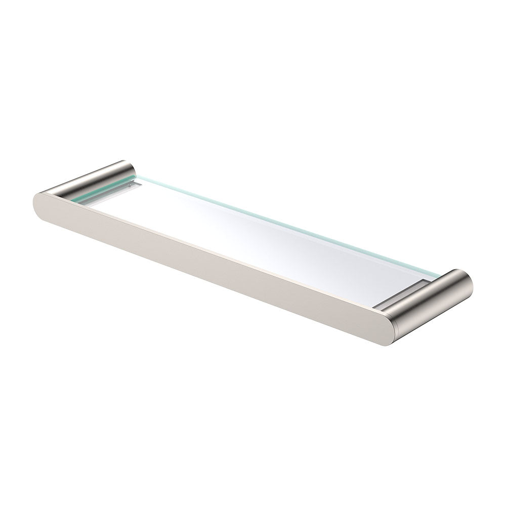 Fienza Empire Slim Shower Shelf Glass, Brushed Nickel