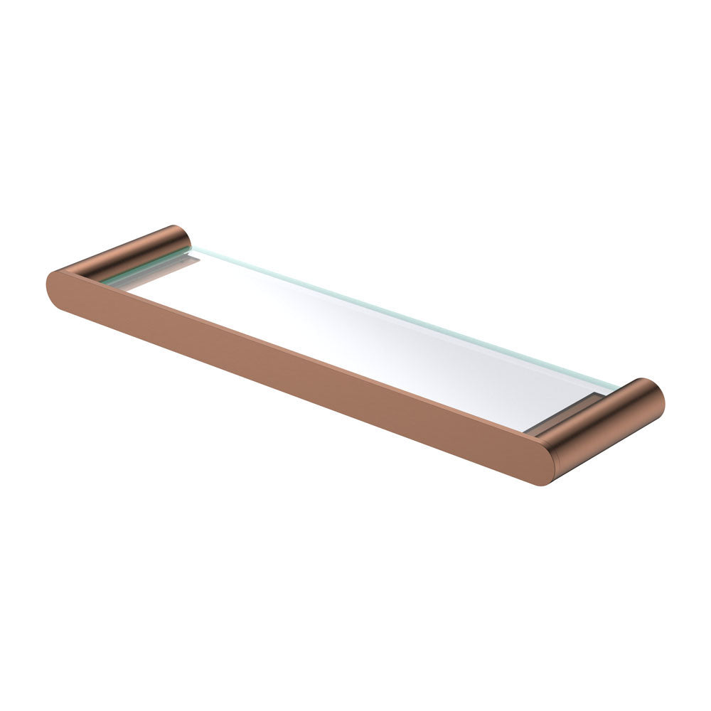 Fienza Empire Slim Shower Shelf Glass, Brushed Copper