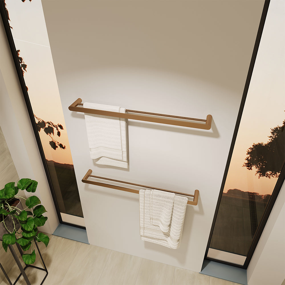 Fienza Empire Slim Double Towel Rail 800mm, Brushed Copper