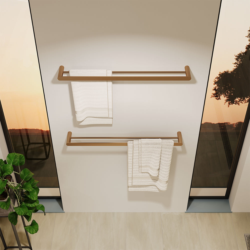 Fienza Empire Slim Double Towel Rail 800mm, Brushed Copper