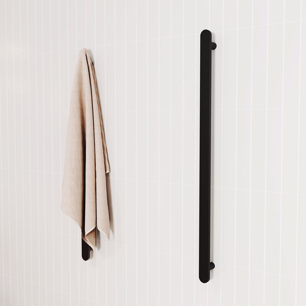 Fienza Empire Slim Vertical Heated Towel Rail, 60 x 900mm, Matte Black