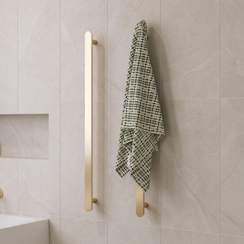 Fienza Empire Slim Vertical Heated Towel Rail, 60 x 900mm, Urban Brass