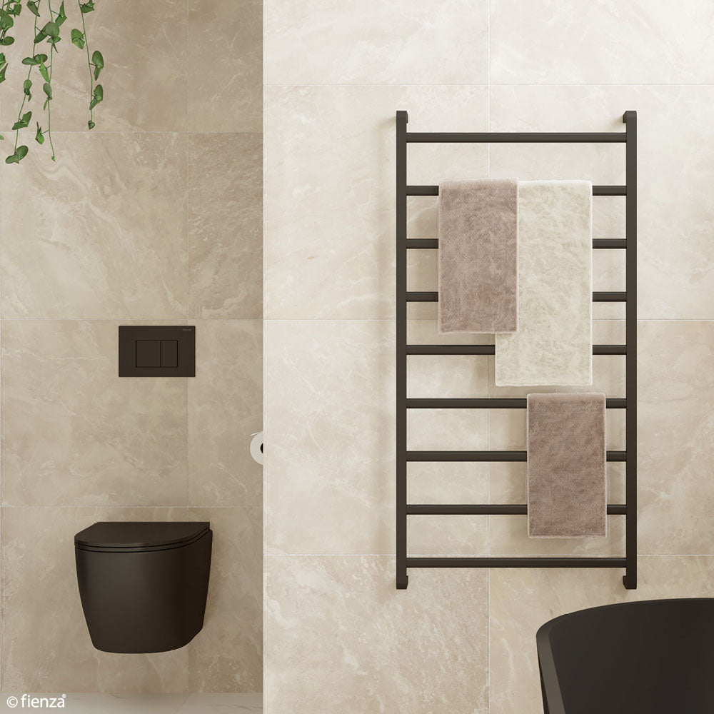 Fienza Koko Heated Towel Rail, 600 x 1200mm, Matte Black