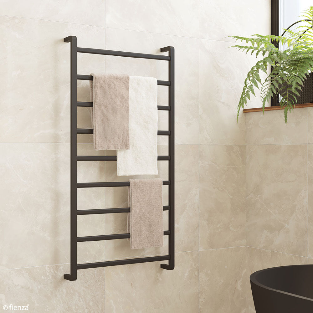 Fienza Koko Heated Towel Rail, 600 x 1200mm, Matte Black