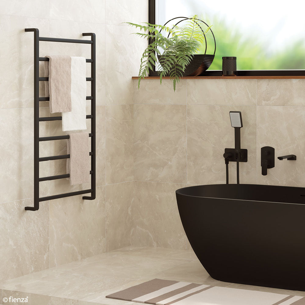 Fienza Koko Heated Towel Rail, 600 x 1200mm, Matte Black