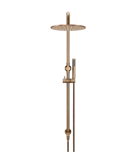 Meir Round Combination Shower Rail, 300mm Rose, Single Function Hand Shower, Lustre Bronze