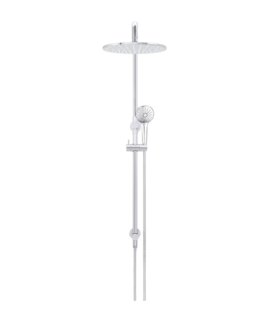 Meir Round Combination Shower Rail 300mm Rose, Three Function Hand Shower, Polished Chrome