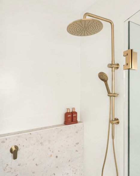 Meir Round Combination Shower Rail 300mm Rose, Three Function Hand Shower, Tiger Bronze