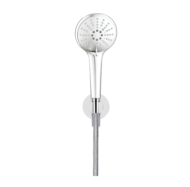 Meir Round Three Function Hand Shower on Fixed Bracket, Polished Chrome