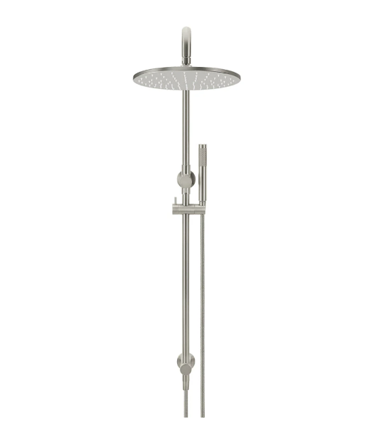 Meir Round Combination Shower Rail, 300mm Rose, Single Function Hand Shower, Brushed Nickel