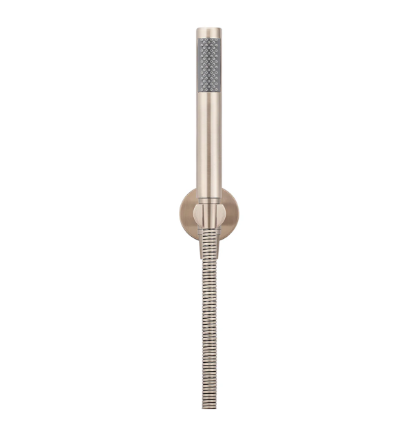 Meir Round Hand Shower on Fixed Bracket, Champagne