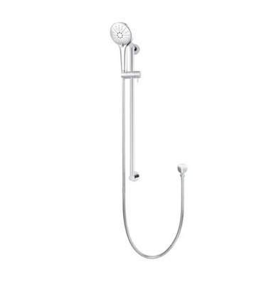 Meir Round Three Function Hand Shower on Rail Column, Polished Chrome