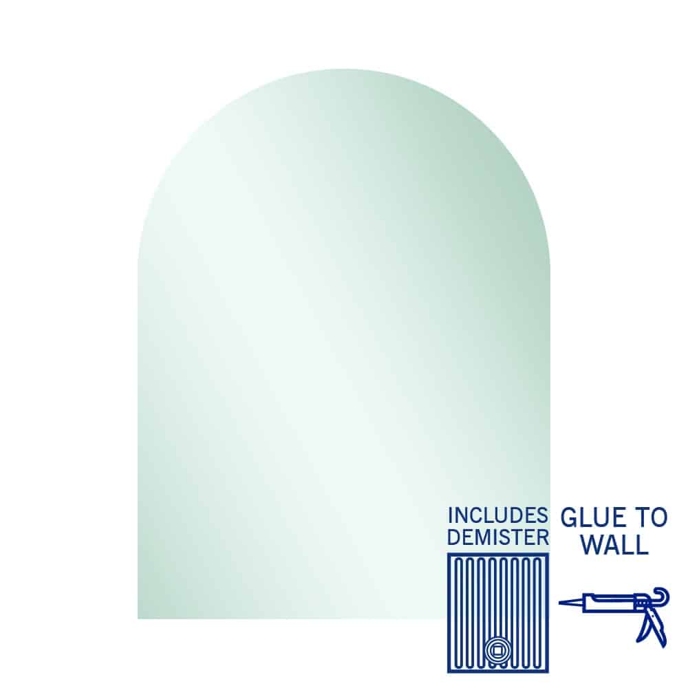Thermogroup Aspen Polished Edge Arch Mirror 750x1000mm Glue-to-Wall and Demister