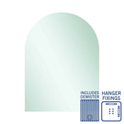 Thermogroup Aspen Polished Edge Arch Mirror 750x1000mm with Hangers and Demister