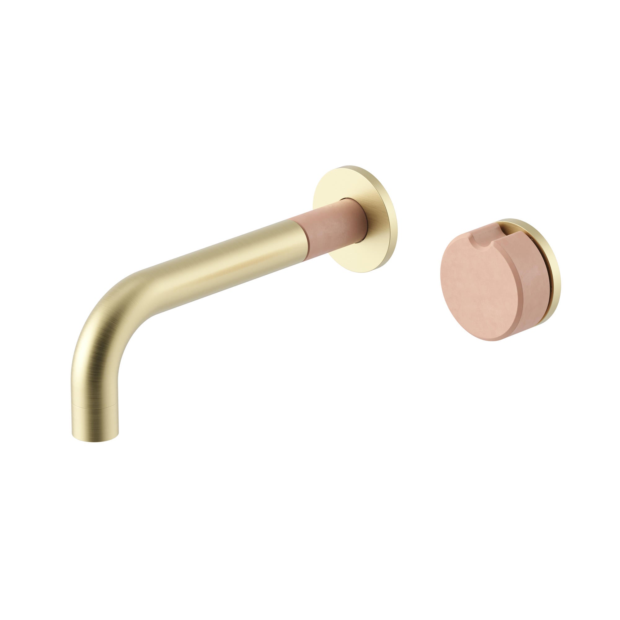Meir X Nood Co. Alchemy Series, Progressive Wall Mixer Set, Tiger Bronze/Blush Pink