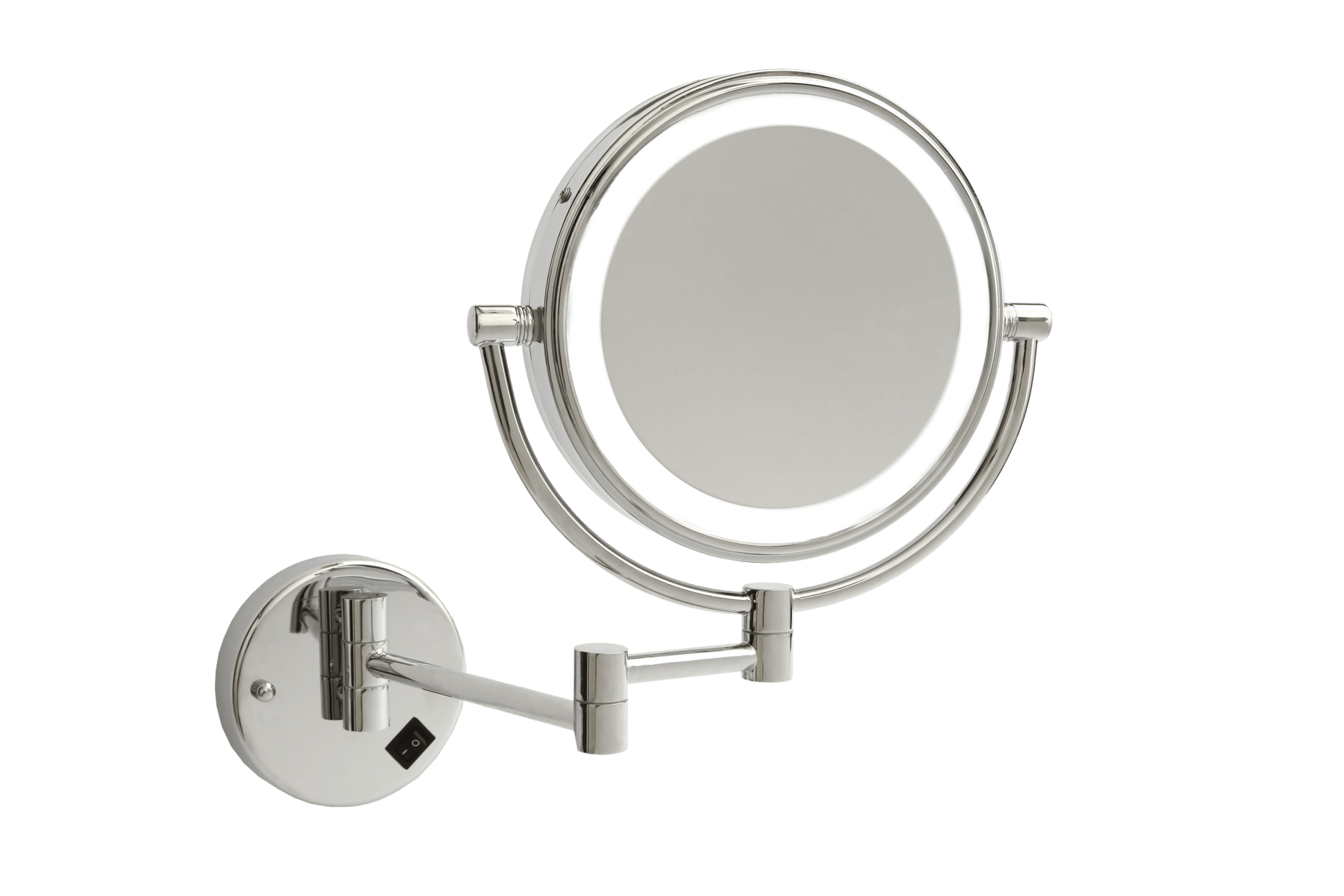 Thermogroup 1 & 8x Magnification Wall Mounted Shaving Mirror, 200mm Diameter with Exposed Wiring, Chrome