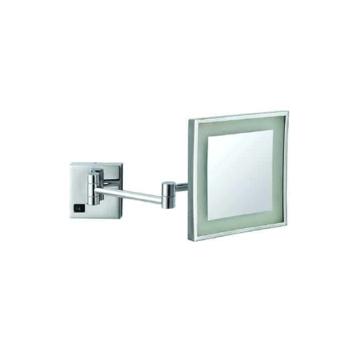 Thermogroup 3x Magnification Wall Mounted Shaving Mirror, 200x200mm with Concealed Wiring, Chrome
