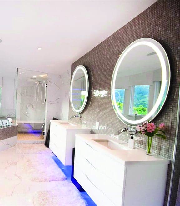 Thermogroup Backlit Round Mirror with Border Cool Light 610mmØ 18Watts
