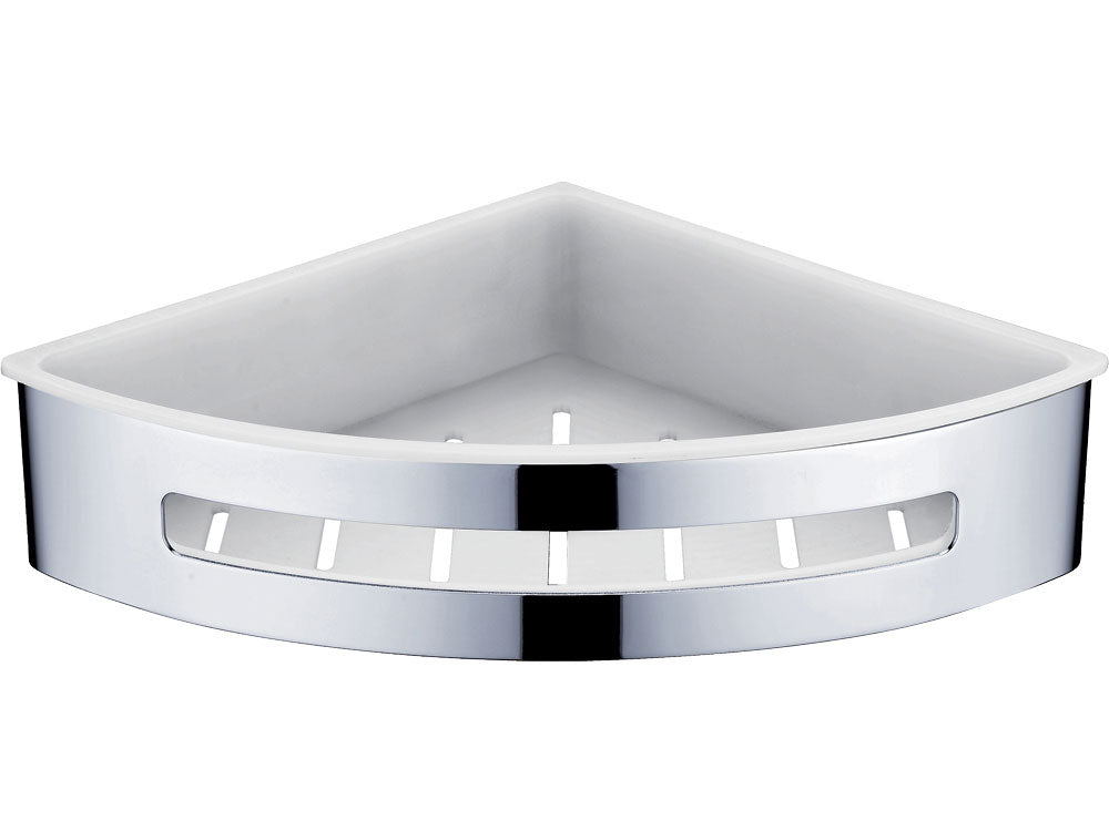 Fienza Corner Shower Shelf, Chrome/White