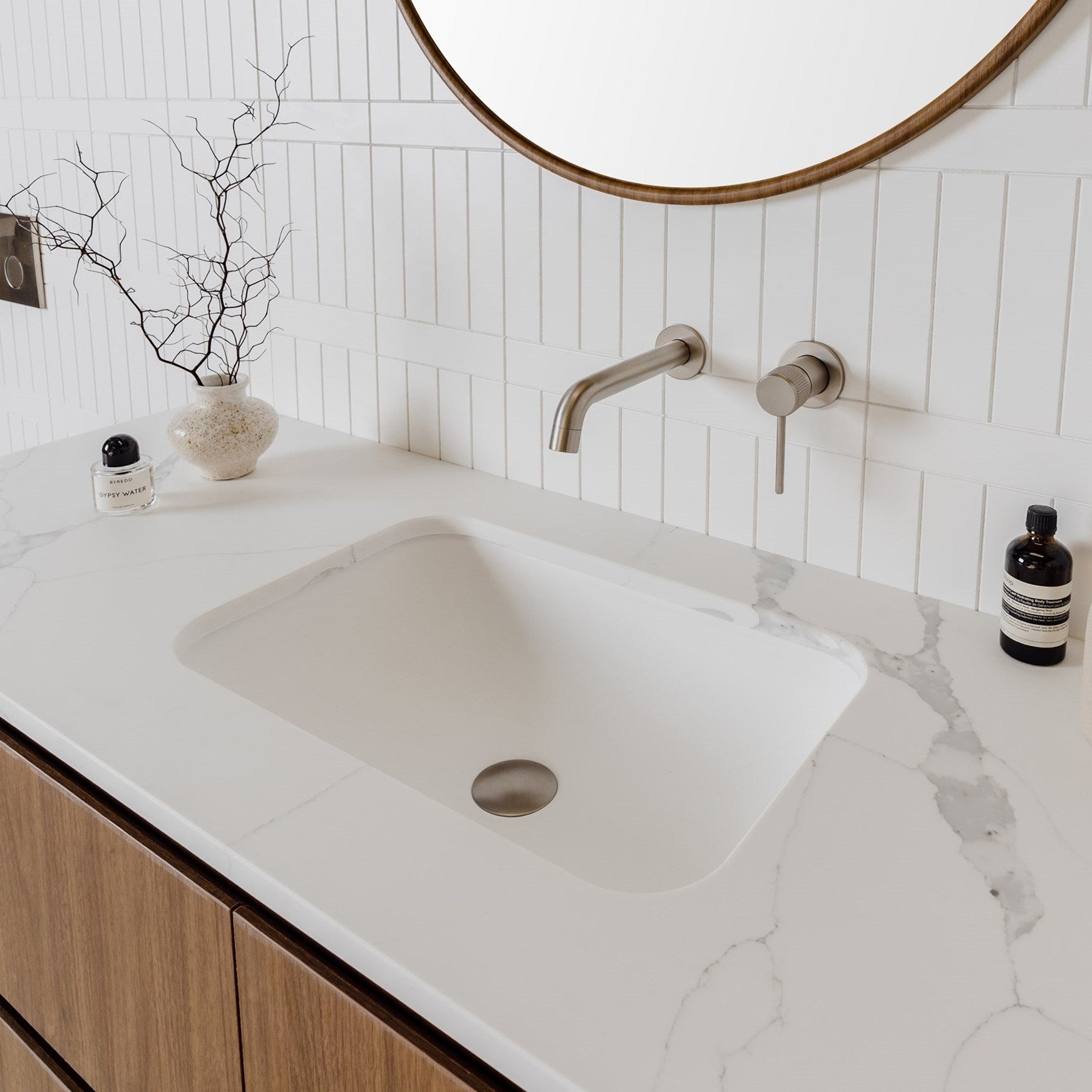 Benchtop option available with a selection of basins including Glory Under-Counter basin (pictured).

