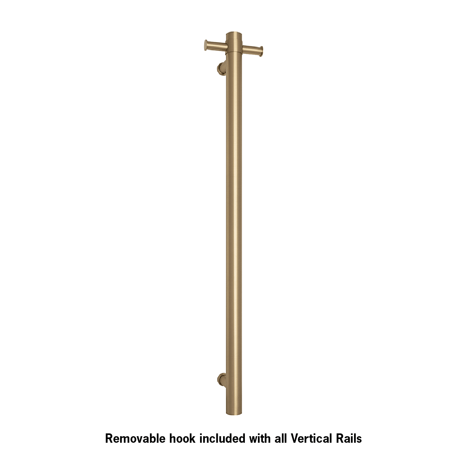 Thermogroup Thermorail Straight/Round 12Volt Vertical Bar 900x142x100mm 22Watts With Optional Hook, Brushed Brass