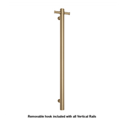 Thermogroup Thermorail Straight/Round 12Volt Vertical Bar 900x142x100mm 22Watts With Optional Hook, Brushed Brass