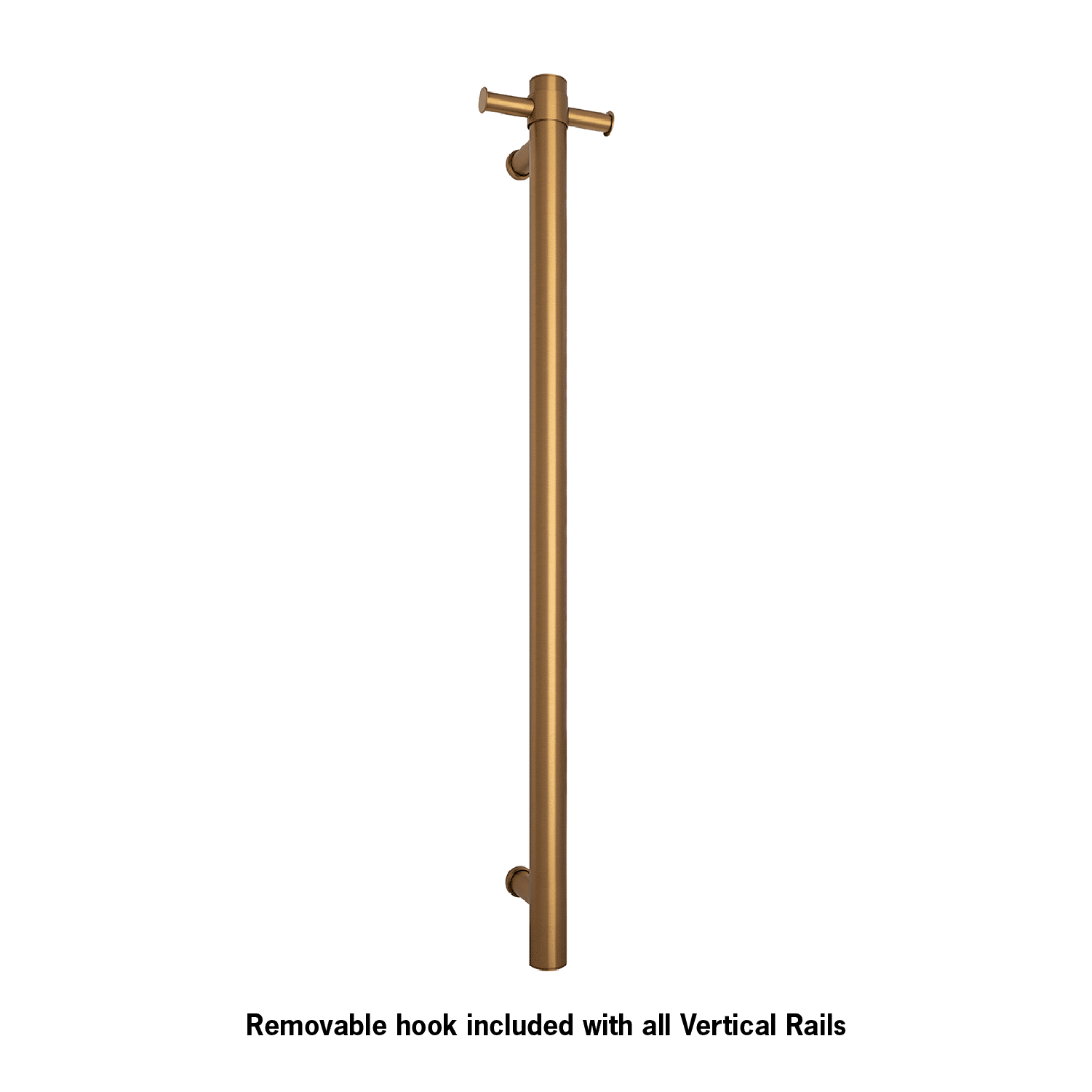 Thermogroup Thermorail Straight/Round 12Volt Vertical Bar 900x142x100mm 22Watts With Optional Hook, Brushed Gold