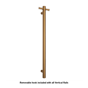 Thermogroup Thermorail Straight/Round 12Volt Vertical Bar 900x142x100mm 22Watts With Optional Hook, Brushed Gold