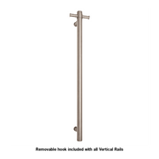 Thermogroup Thermorail Straight/Round 12Volt Vertical Bar 900x142x100mm 22Watts With Optional Hook - Brushed, Brushed Stainless Steel