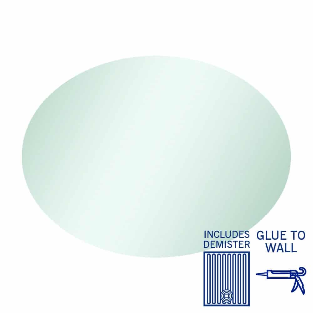 Thermogroup Cody Polished Edge Oval Mirror - 600x800mm Glue-to-Wall and Demister
