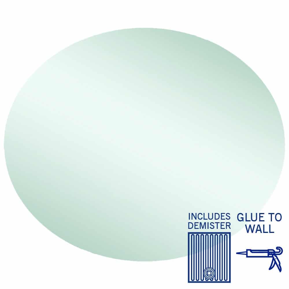 Thermogroup Cody Polished Edge Oval Mirror - 900x750mm Glue-to-Wall and Demister