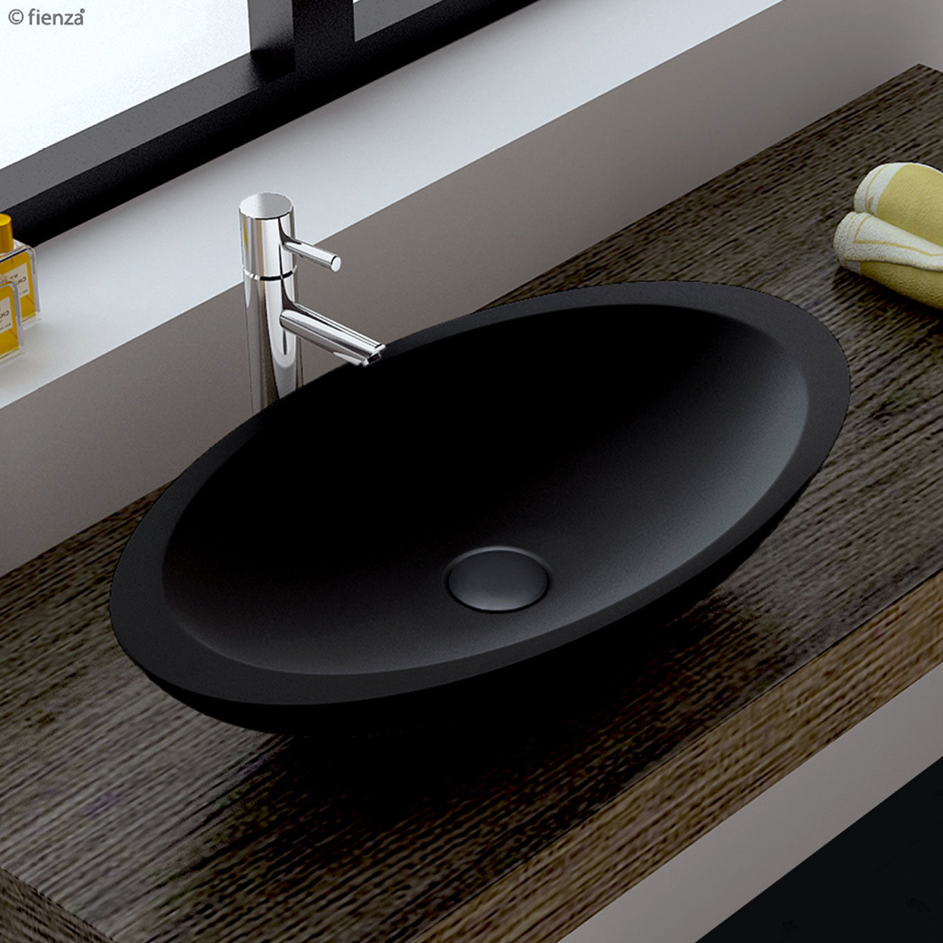 Fienza Bahama Stone Basin 600 x 350 x 105mm, Matte Black